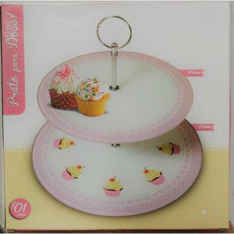 POSA CUPCAKE VIDRIO ESTAMPADO 2 PISOS