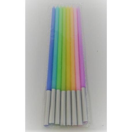 VELA 15 CM MULTICOLOR PASTEL X 8