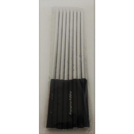 VELA 15 CM METALIZADA PLATA X 8