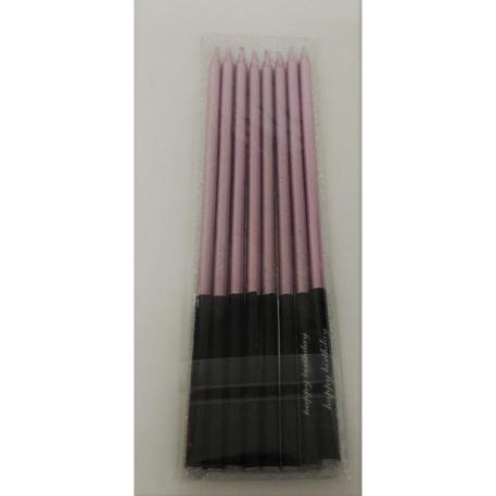 VELA 15 CM METALIZADA ROSA X 8