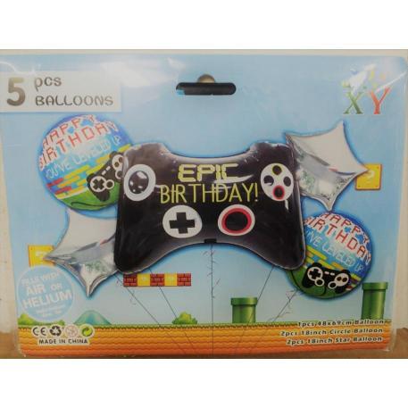 SET GLOBOS 5 PIEZAS GAMER