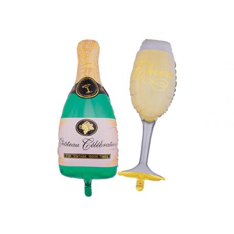 BOTELLA Y COPA CHAMPAGNE 36´