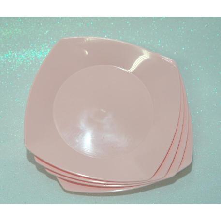 PLATO 17 CM CUADRADO X10 ROSA PASTEL