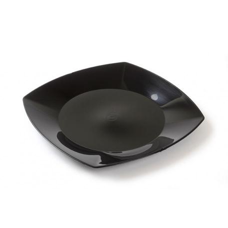PLATO 22 CM CUADRADO X10 NEGRO