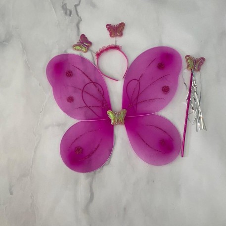 SET ALA/VINCHA/CETRO MARIPOSA FUCSIA