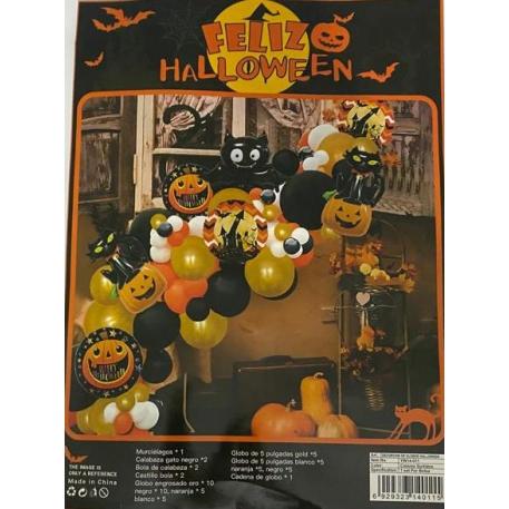 SET GLOBOS HALLOWEEN CALABAZAS Y MURCIELAGOS