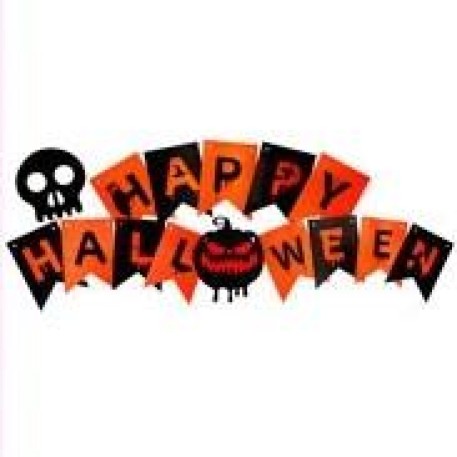 BANDERIN HAPPY HALLOWEEN BICOLOR NARANJA NEGRO