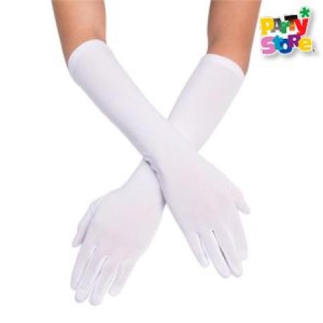 GUANTES DE DAMA/ CHARLESTON BLANCOS 45cm