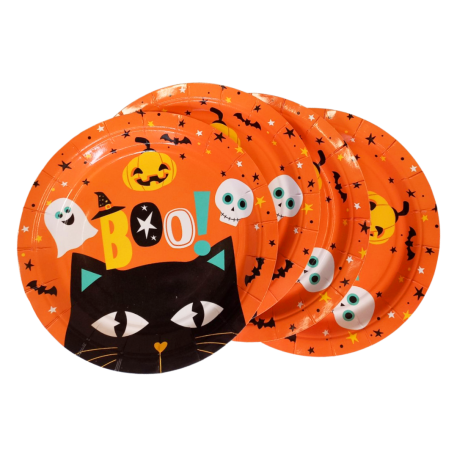 PLATO DE POLIPAPEL 17cm *BOO HALLOWEEN* x6