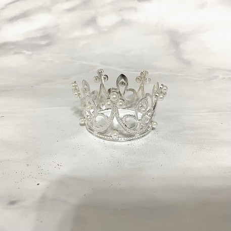 CORONA CHICA CON STRASS PLATEADA