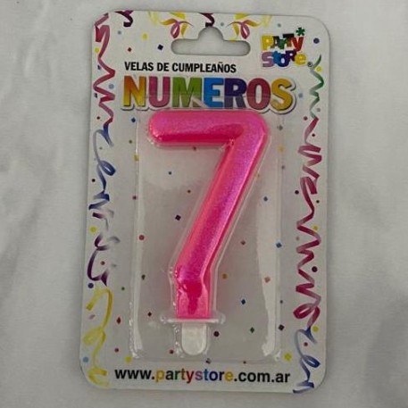 VELA NUMERO ROSA BRILLOS