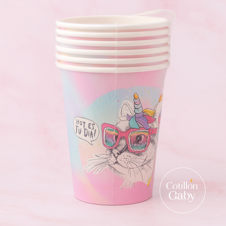 VASO GATITA ARCOIRIS