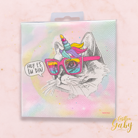 SERVILLETA *GATITA ARCO IRIS* 