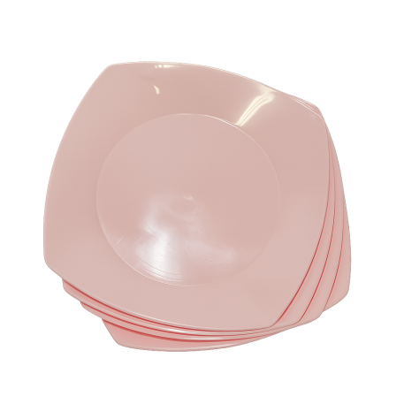 PLATO 17 CM CUADRADO X10 ROSA PASTEL