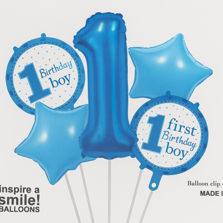 KIT GLOBOS 1er AÑITO NENE 5 PIEZAS