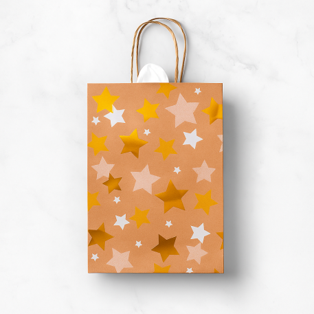 BOLSA KRAFT CON ESTRELLAS 20x30x9 cm